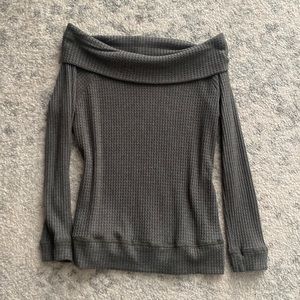 Gray waffle knit off the shoulder cherish sweater